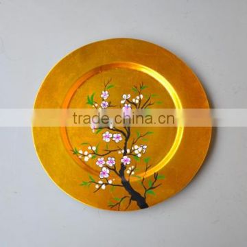 Vietnamese lacquer plate with flower painting