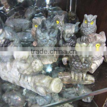 2015 Hot Sale Natural labradorite owl quartz crystal carving Night owl