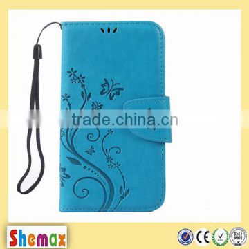 Hot-selling embossed flower pattern flip wallet case for BQ Aquaris E5,For BQ Aquaris E5 case