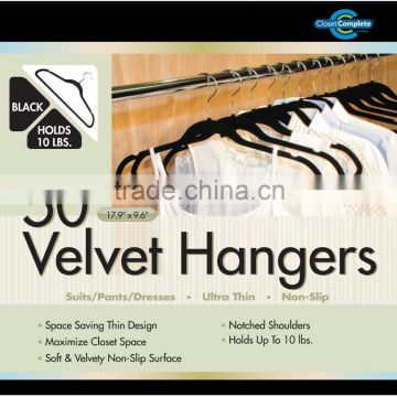 Ultra Thin No-slip Velvet Hangers Set of 50 in Color Box