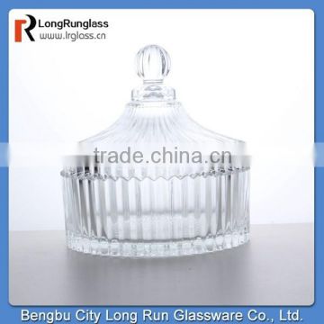 LongRun 2015 popular 264ml elegant Clear Glass Candy box glass bowl Container with lid manufacure