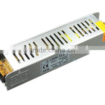 High quality 120w 12v 10a strip shape power supply ,small case switch power supply .