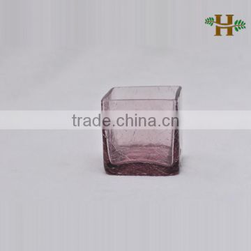 Chinese Vase Colored Crackle Square Glass