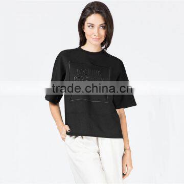 Black logo pique boxy t-shirt made in peru t shirts