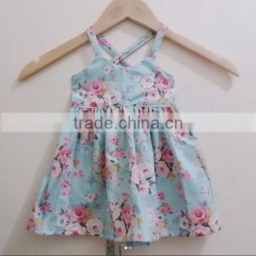 Newest Baby Frock Design Pictures Floral Patterns Dress Girls Cotton Backless Party Dresses Wear