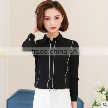 custom beautiful cheap designs for women formal fashionable chiffon long sleeve shirts