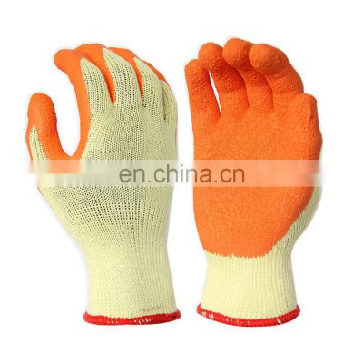 10G Orange String Knit Cotton Latex Palm Coated Gloves