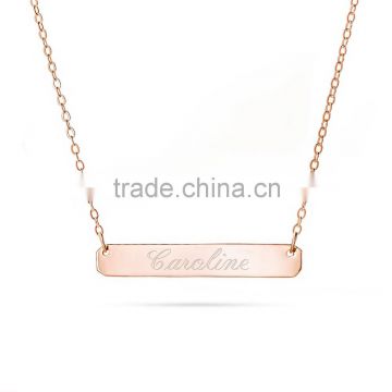Engravable Rose Gold Plated Name Bar Necklace in Stainless Steel