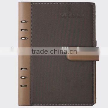 PU leather cover for print with magnetic closure pen attached school paper notebook