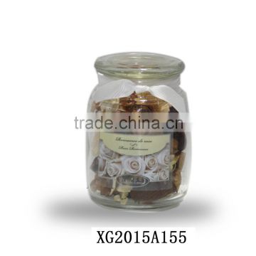 Potpourri And Dried Flower In Circular Glass Vase