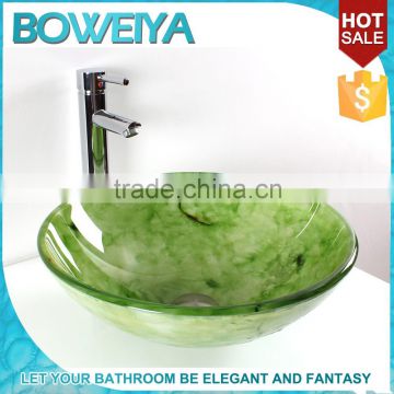 2016 Hot Selling Spring Green Color Glass Bowl Basin