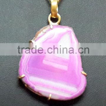 Pink Coloured Agate Druzy 925 Sterling Silver Pendant, Vermeil 925 Sterling Silver Gemstone Pendant, Vermeil Pendant