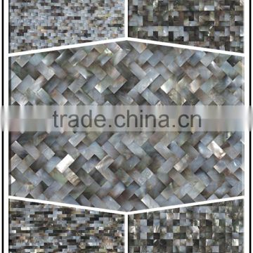 Black mother of pearl brick tile ,meave pattern and irregualar