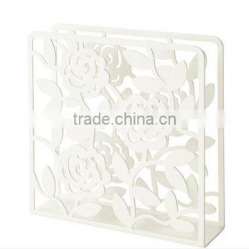 Metal white laser engraving flower tissue holder