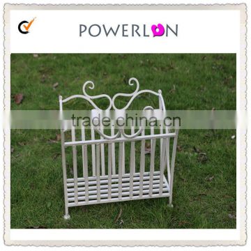 Hot sale elegant white book rack mazagine rack on table top iron furniture