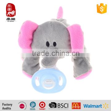 EN71/ASTM Safe Material Baby Pacifier with Plush Animal Elephant Toys