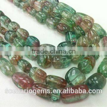 #CMZ Natural Tumble Gemstone beads Watermelon Tourmaline Necklace