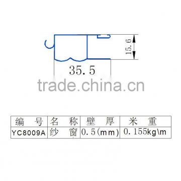 YC8009A aluminum Eextruded profile for screen window