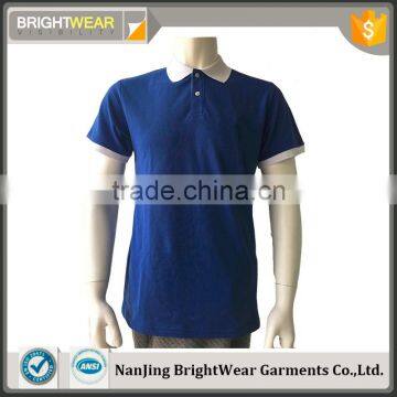 Men's contrast color school uniform polo shirt with short sleeve