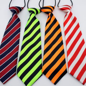 Classic Strips Gray Polyester Woven Necktie Self-fabric Boys