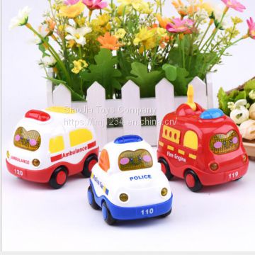 Hot sale Hands Pushing tuck inertia toy car inertia toy helicopter crane Inertia Vehicle fire engine for kid