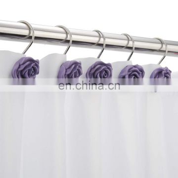 Wholesale Purple Flower Metal Shower Curtain Rings 12 Pack  curtain hooks for bathroom