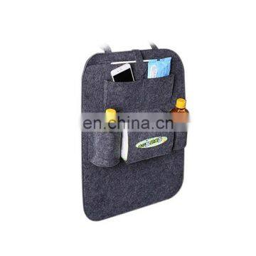 felt car organizer with leather logo