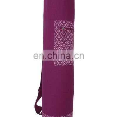 top sale Pocket printed custom design 100% Cotton Canvas fabric Yoga Mat Bag