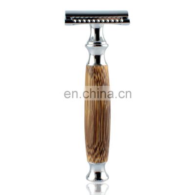Men Barber Brass Bamboo Handle Wooden Safety Shaving Razor