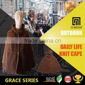 OM3238 3G_6GCH01 Sweater Cloak Acrylic Polyester Alpaca Cross Cable City Knit Cape