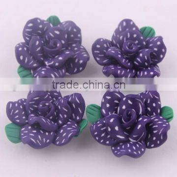 Newest hotselling Halloween dark purple clay flower beads in bulk!wholesale loose chunky polymer clay flower beads for jewelry!