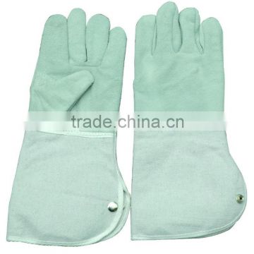 14 inch ecru electric welding glove leather + durable canvas gloves
