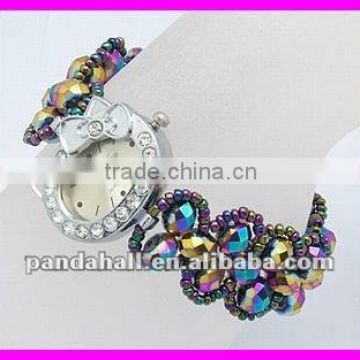 Fashion Watch Crystal Bracelets(BJEW-N155-6)