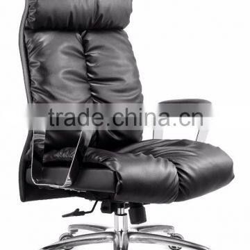 Big boss chair black leather chair stainless steel with armrest