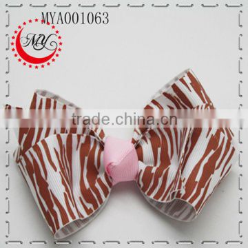 Fashion printing zebra series hair bows wholesale