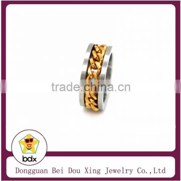 Punk style design with 18K gold plated chain stainless steel 316 fashion Ring