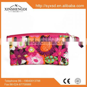 pencil case, wholesale high quality red floral quilted cotton pencil bag