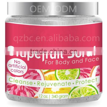 Grapefruit Scrub For Face & Body 12 Oz, Natural Facial Cleanser With Sea Salt