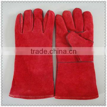 Red cow split leather welding glovesJRW20