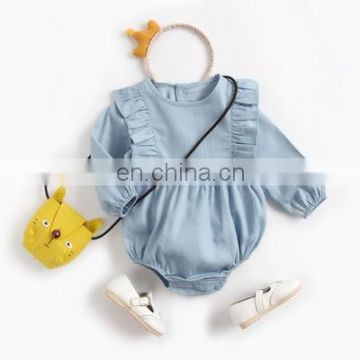 Baby clothes denim newborn clothes spring and autumn baby jumpsuit winter baby jumpsuit long-sleeved bag fart