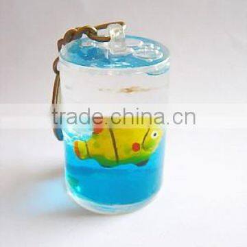 Round Shaped acrylic transparent keychain, Wholesale Plastic Fish Inside