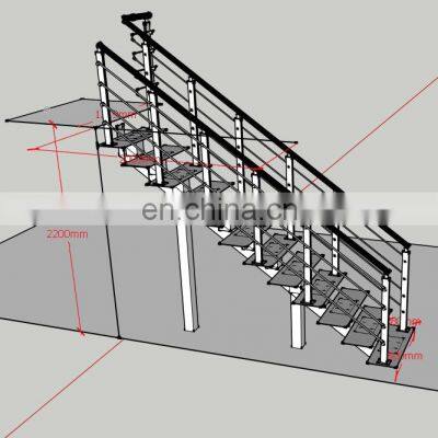 CBM Exclusive carbon steel lacquer tread 800mm steps stair customized outdoor straight staircase
