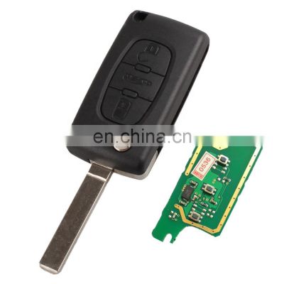 3 Buttons Flip 433 Mhz ID46 Chip Car Smart Key Cover Fob For Peugeot Afeter 2011