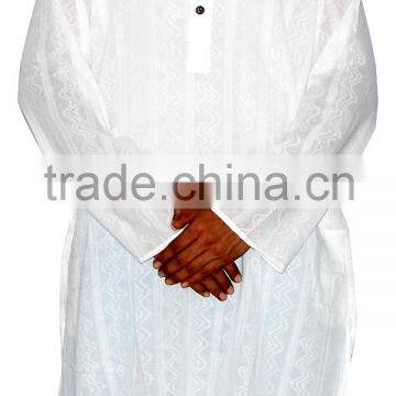 Holly Festival wear White Cotton Kurtas for Men's