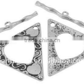 Tibetan Style Toggle Clasps, Lead Free and Nickel Free, Triangle, Antique Silver, Toggle: 47x53x2mm(TIBEP-A102074-AS-FF)