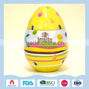 Egg-shaped food packaging tin box for celebrating Easter