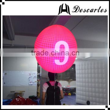Lighting walking backpack balloon, custom LED inflatable moving balloon with Logo printing