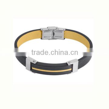 Wide genuine leather stainless steel mens leather bracelet plain leather bracelet blank leather bracelets wholesale (LB2086)