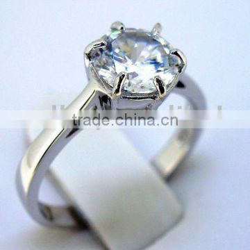 QCR057 latest design silver engagement ring,925 sterling silver CZ ring in rhodium plating