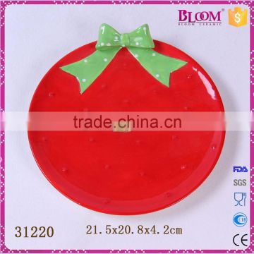 ceramic hand painted decoration christmas round plate